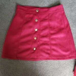 Red soft button up skirt
